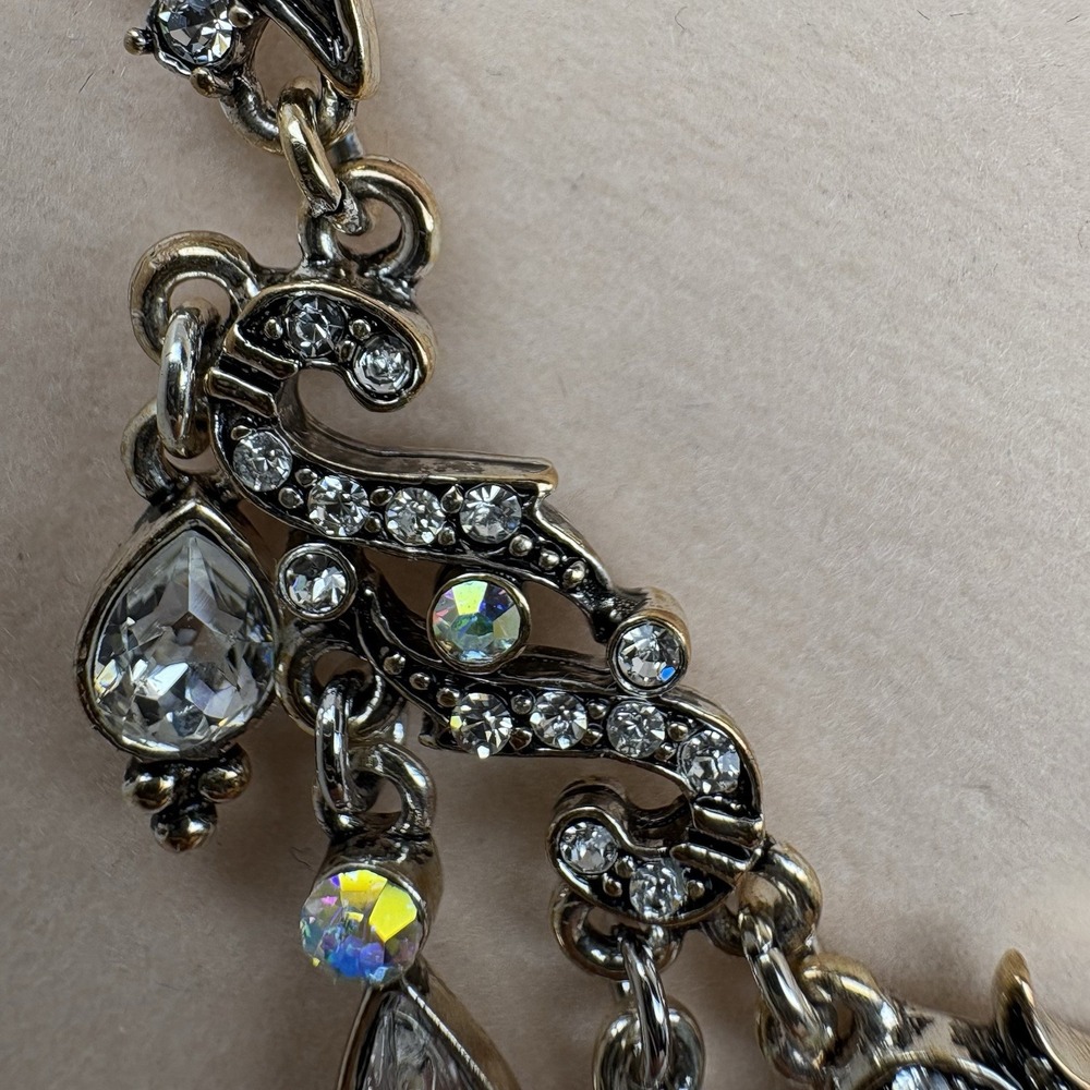 Kirks Folly Dream Mist Aurora Borealis Crystal Floral Dangle Bib Necklace w/Box - Picture 10 of 13